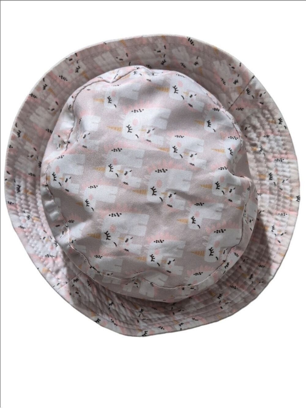 Pink Patterned Bucket Hat With An Allover Unicorn